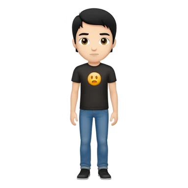 male character, black hair, black t-shirt, jeans, front view sticker