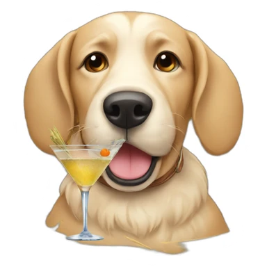 Dog with hay drinking a martini sticker