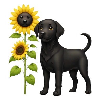  Black Labrador retriever and sunflower  sticker