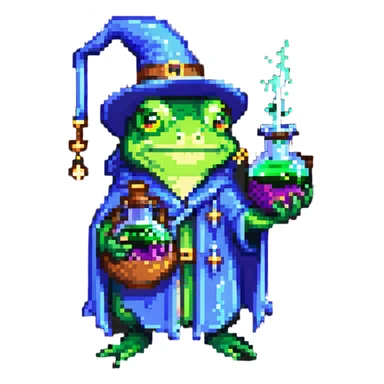 frog wizard with potion sticker
