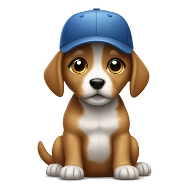 Puppy wearing a baseball cap sticker