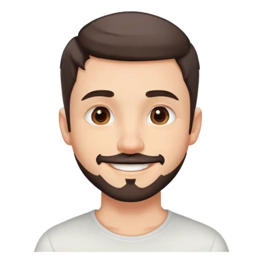 Cute white male, short dark colored hair and facial hair, nose and lip piercing, emo smiling sticker