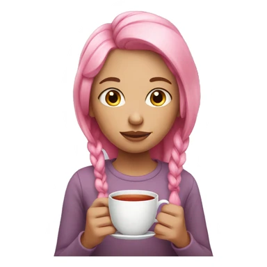  Girl that has pink hair and has a cup of tea  sticker