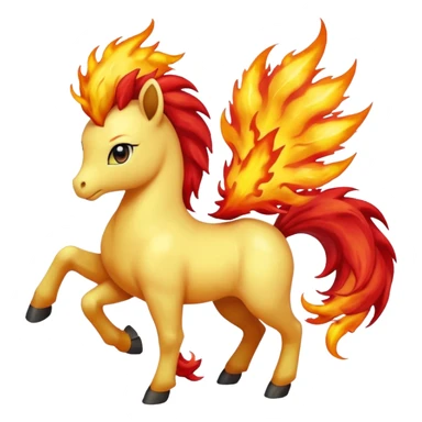 ponyta pokemon (yellow body, red flaming mane, red flaming tail) sticker