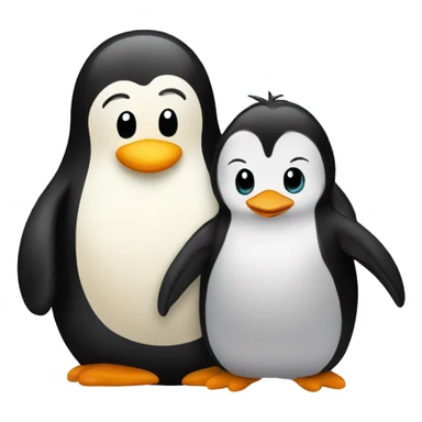 One bretzel and one pinguin hugging each other sticker