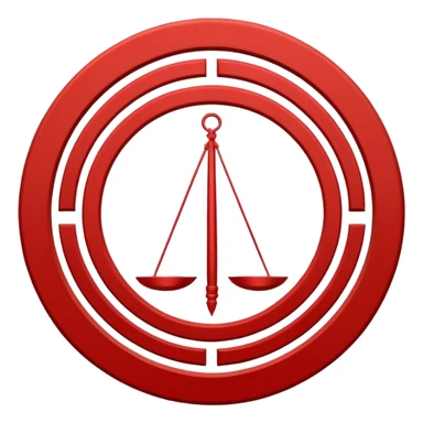 Create a circular casting sigil based off of the wizard101 balance school using base color off white/sand and trim color red. A scale is the main focus here  sticker