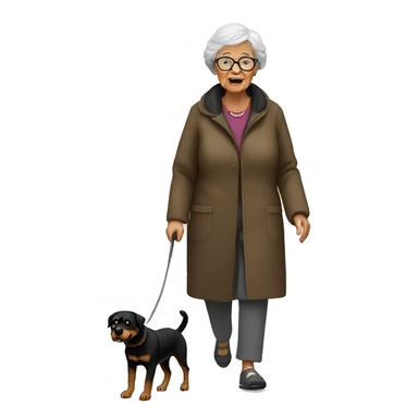Grandma walking a Rottweiler  sticker