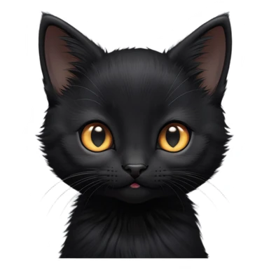 cinematic-cute-black-kitten-portrait-emoji,-head-tilted-playfully-and-inquisitively,-sleek-black-fur-with-subtle-hints-of-deep-gray,-simplified-yet-adorable-features,-highly-detailed,-glowing-with-a-warm,-friendly-glow sticker