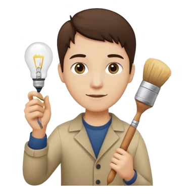person with a lightbulb and paintbrush sticker