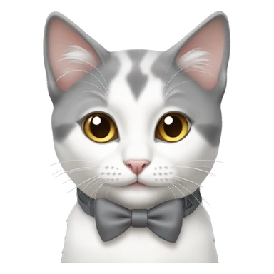 white gray mixed cat with bow sticker