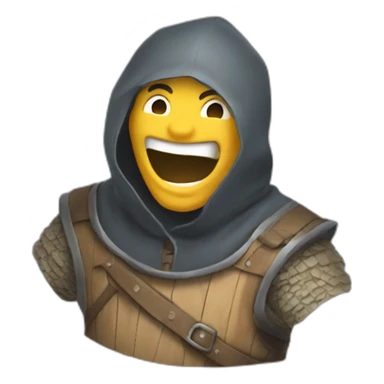medieval saboteur laughing and escaping, face hidden sticker