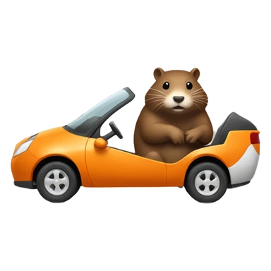 Crea una nutria conduciendo un coche naranja sticker