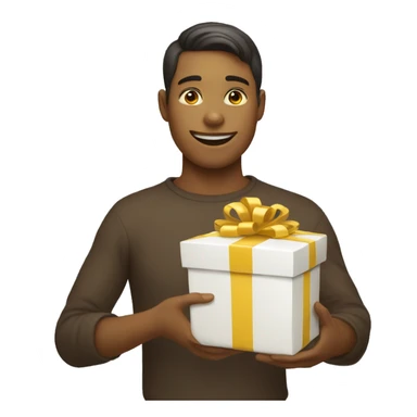 one genderless yellow-skinned emoji person receiving a gift sticker