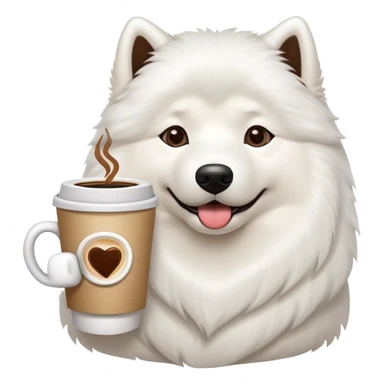 Samoyed with a coffee  sticker