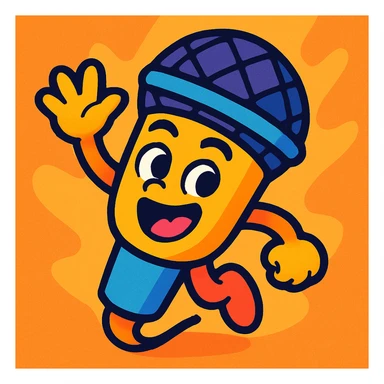 custom microphone emoji, vibrant colors, dynamic pose, fun expression sticker