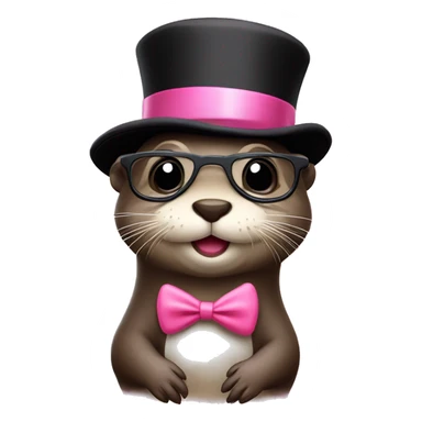 Cute Otter with glasses and top hat holding pink clam  sticker