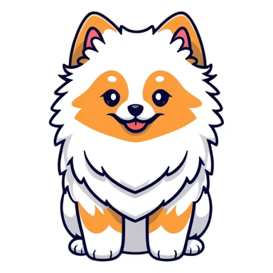 cute Pomeranian spitz dog with fluffy fur and happy expression sticker