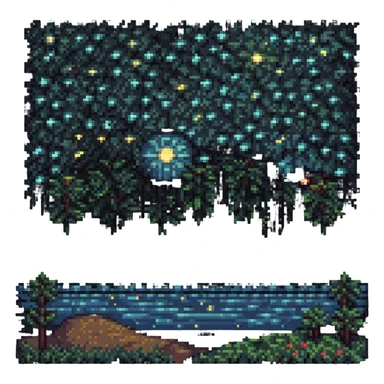 starry night pixel art style sticker