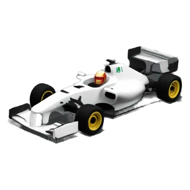 f1 car with some in it driving it  with race track sticker
