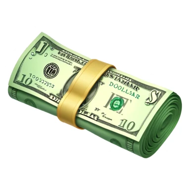 a single rolled US dollar bill, 3D style, no backgrou sticker