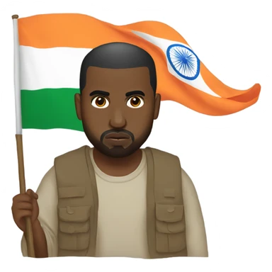 Kanye with the indian flag sticker
