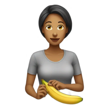 women eat banana sticker