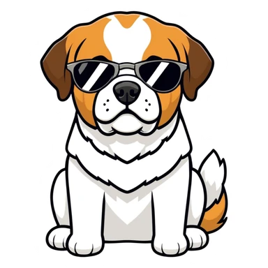 Saint bernard with sunglasses on sticker