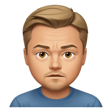 emoji of Leonardo DiCaprio, expressive face, short hair, no text sticker