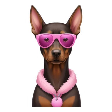 Doberman with  pink sunglasses sticker