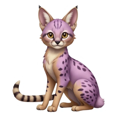 Realistic real life cute cool beautiful gorgeous floral pastel-lilac-violet-lavender caracal-serval-civet-genet-hybrid-animal-Fakémon-fursona photo IRL outside (full body) sticker