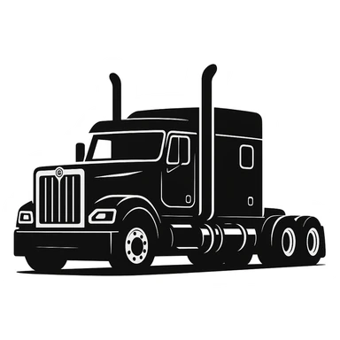 Edit the image of a 2026 Kenworth W680 flattop black semi sleeper with stacks, no cans, minimal style, with no background. Use a minimal style approach and keep no background. sticker