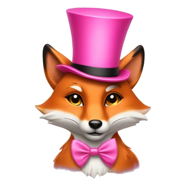 fox with a pink bow and a top hat  sticker