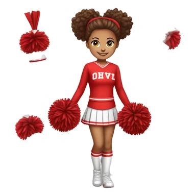 Girl cheerleader in red uniform pompoms sticker