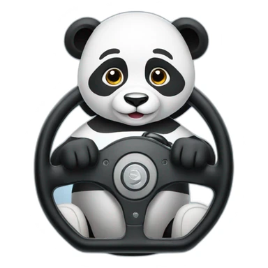 panda racer holding steering wheel sticker