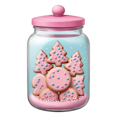 pastel pink christmas cookies in jar with pink lid  sticker
