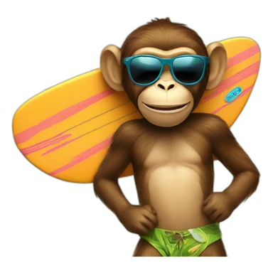 Cool Monkey sunglasses surfing Hawaii sticker