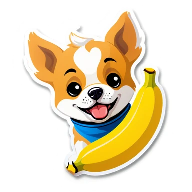 dog whit banana sticker