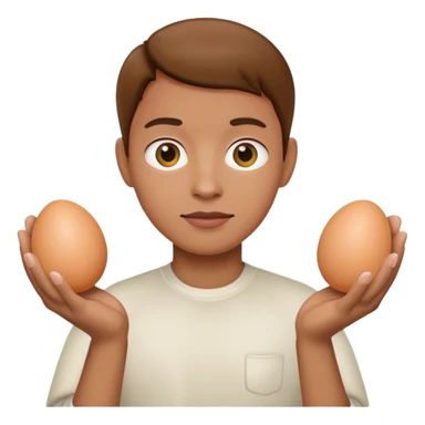 A face holding two eggs sticker