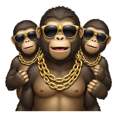 choir of apes with big golden chain on the neck wearing sunglasses singing song sticker