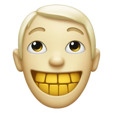 Smiling emoji with yellow bone in mouth sticker