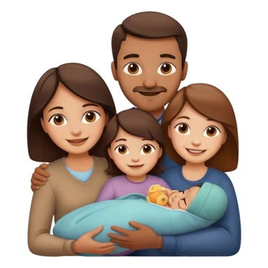brown family with mom dad daughter son and baby sticker