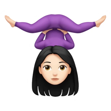 white girl with black long hair standing on her head sticker