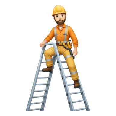 steeplejack man light skin with a beard on a ladder up  a spire sticker