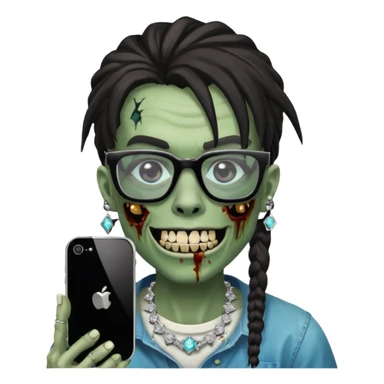 zumbi do iPhone com grillz de diamante, com nudread preto e óculos quadrado sticker