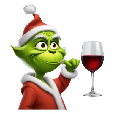 grinch holding a glass of wine sticker