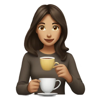 Brunette Girl sipping tea sticker