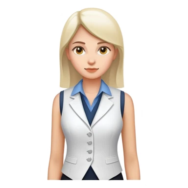 women's white vest with exactly 3 white buttons, formal, simple clean design sticker