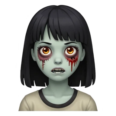 garota zumbi, com cabelos pretos e franja  sticker