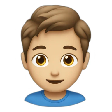 un niño con pelo liso y cafe castaño claro con ojos azul sticker