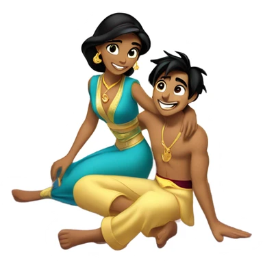 Jasmine and Aladdin red carpet ride, crying tears of confetti sticker